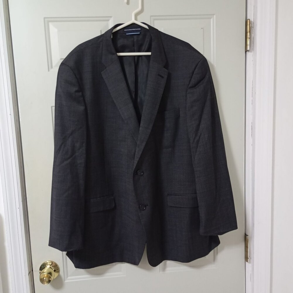 Tommy Hilfiger Mens Classic Fit Blazer Jacket R48 W43 Wool Blend Charcoal Gray